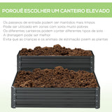 Caixa de Plantio de 2 Níveis Floreira Exterior de Aço com Desenho de Escada para Cultivos de Plantas Ervas Flores para Varanda Jardim 120x101x58 cm Cinza Escuro