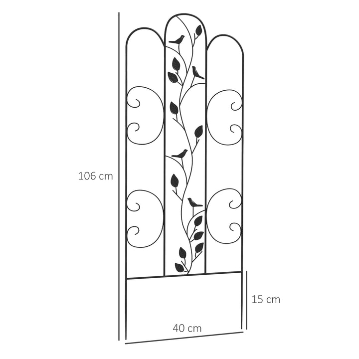 Conjunto de 4 Treliças de Jardim Suportes para Trepadeiras de Aço para Plantas Trepadeiras e Decoração Exterior Pátio Terraço 40x106 cm Preto
