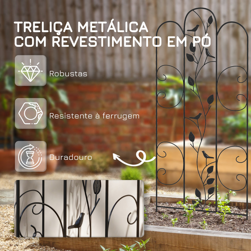 Conjunto de 4 Treliças de Jardim Suportes para Trepadeiras de Aço para Plantas Trepadeiras e Decoração Exterior Pátio Terraço 40x106 cm Preto