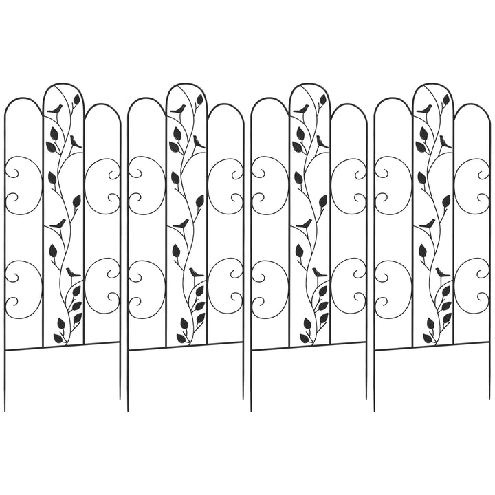 Conjunto de 4 Treliças de Jardim Suportes para Trepadeiras de Aço para Plantas Trepadeiras e Decoração Exterior Pátio Terraço 40x106 cm Preto