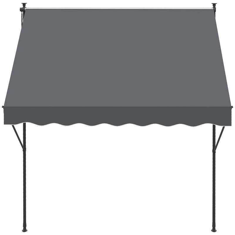 Toldo Manual Retrátil 200x170x200-290cm Toldo Ajustável com Manivela Proteção Solar UV40+ para Varanda Jardim Cinza