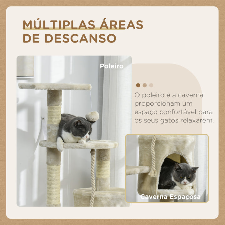 Árvore para Gato Árvore Arranhador 112 cm De Altura Árvore Poste para Arranhar Centro Diversão