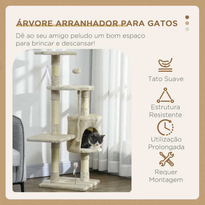 Árvore para Gato Árvore Arranhador 112 cm De Altura Árvore Poste para Arranhar Centro Diversão