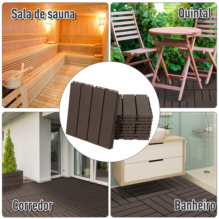 Pisos para áreas externas 30x30 Pacote de 9 peças Cobre 0,81 m² Marrom