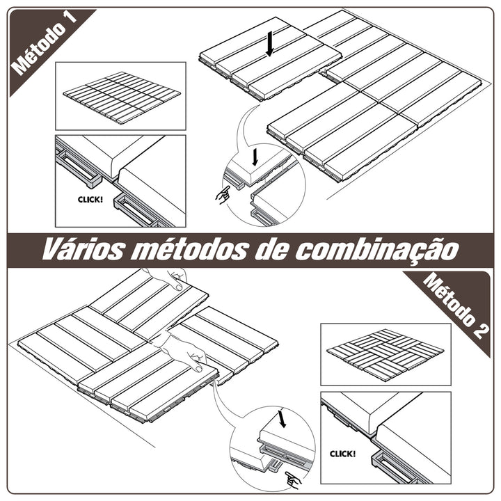 Pisos para áreas externas 30x30 Pacote de 9 peças Cobre 0,81 m² Marrom