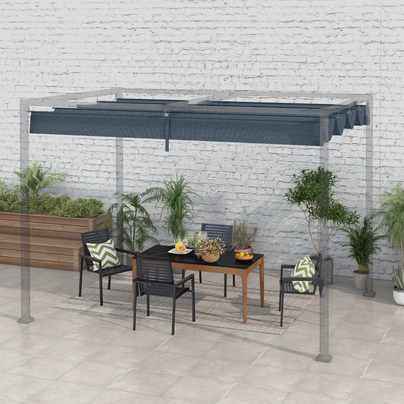 Cobertura para Pérgola Retrátil 286x245 cm Teto de Substituição para Pérgola com Proteção UV30+ para Pérgola de 3x2,15 cm Cinza