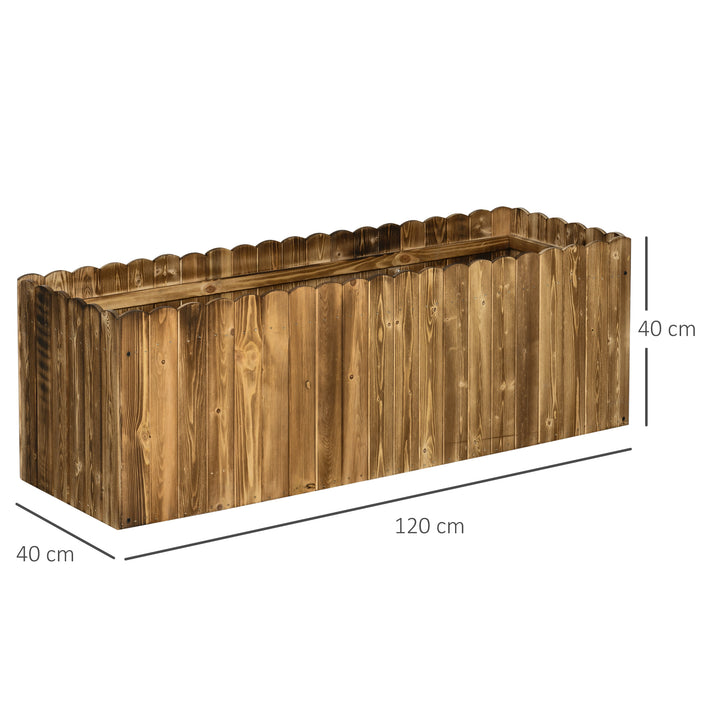 Floreira Exterior Grande de Madeira Floreira com Base Aberta para Cultivar Plantas Flores Ervas Floreira Exterior Retangular para Jardim e Terraço 120x40x40 cm Carbonizada