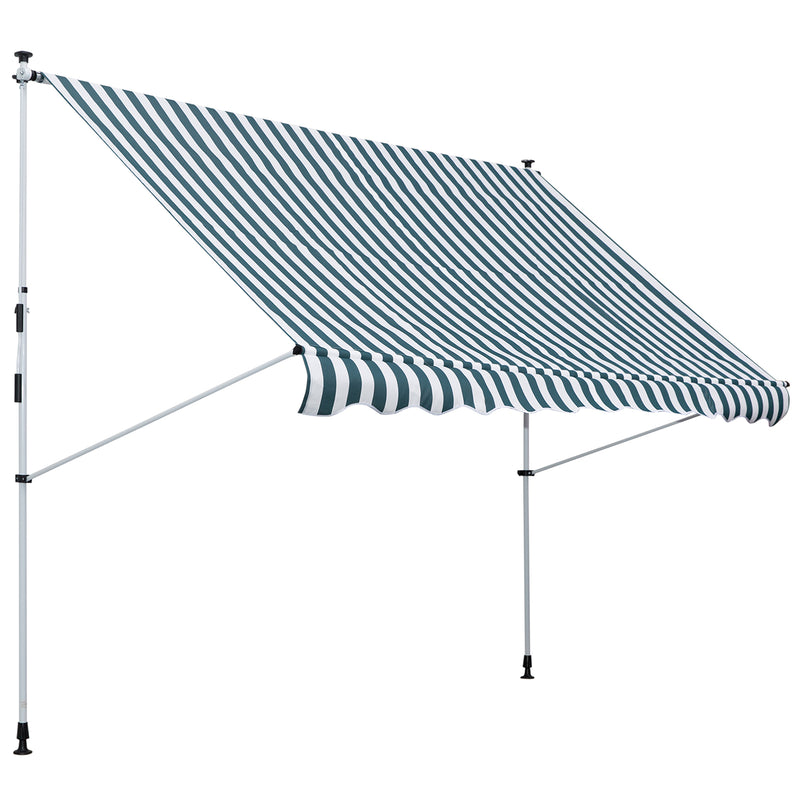 Toldo Manual Retrátil para Exterior 300x150x170-280cm Toldo Enrolável Altura Ajustável com Manivela Proteção Solar para Terraço Balcão Jardim Verde