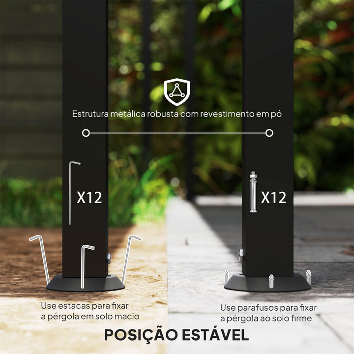 Pérgola de Parede de Jardim 3x6 m Pérgola de Jardim com Telhado Inclinado Orifícios de Drenagem e Estrutura Metálica Resistente às Intempéries para Pátio Terraço Varanda Creme