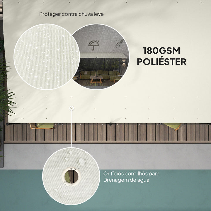 Pérgola de Parede de Jardim 3x6 m Pérgola de Jardim com Telhado Inclinado Orifícios de Drenagem e Estrutura Metálica Resistente às Intempéries para Pátio Terraço Varanda Creme