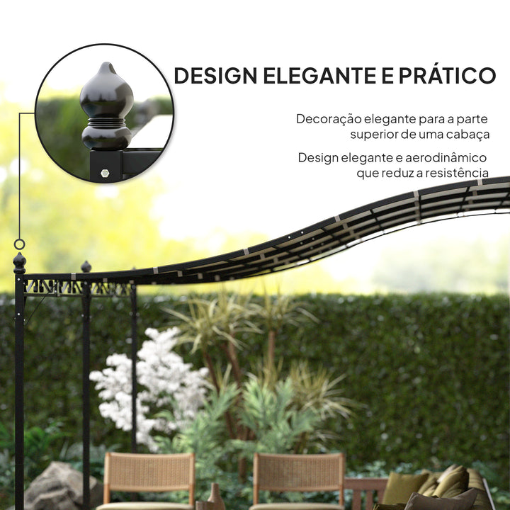 Pérgola de Parede de Jardim 3x6 m Pérgola de Jardim com Telhado Inclinado Orifícios de Drenagem e Estrutura Metálica Resistente às Intempéries para Pátio Terraço Varanda Creme