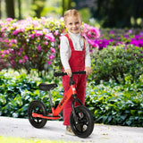 Bicicleta sem Pedais para Crianças acima de 3 Anos com Assento e Guiador Ajustáveis Bicicleta de Equilíbrio Infantil com Estrutura de Aço 89x37x55-60cm Vermelho