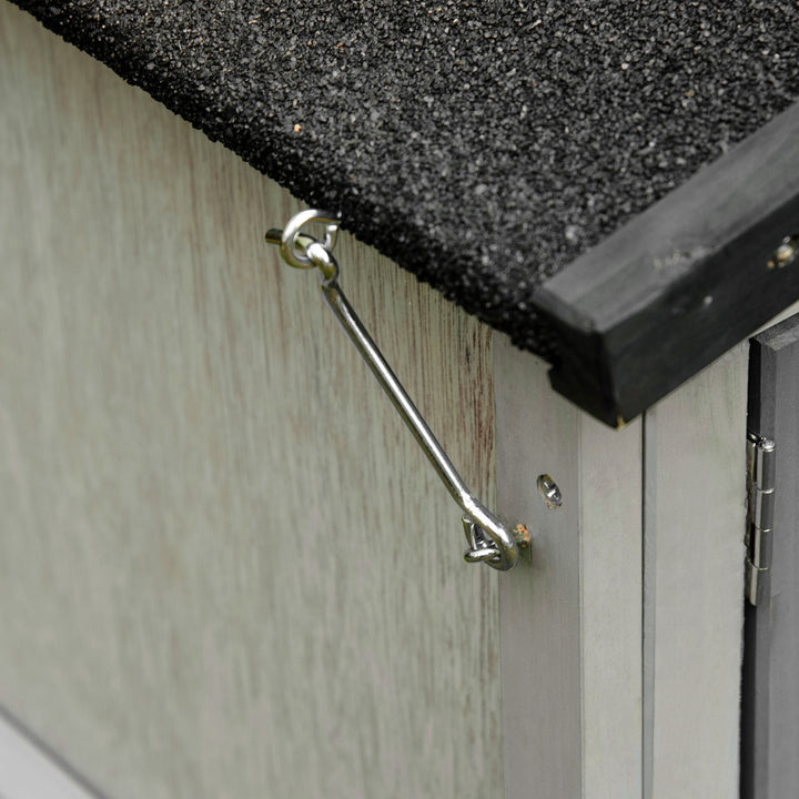 Casa para coelhos de madeira Casa exterior para coelhos Telhado dobrável e Tecido de Asfalto 150x52.5x68 cm Cinza