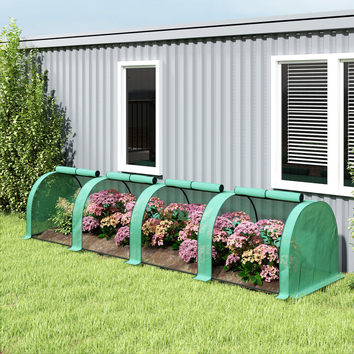 Estufa 395x100x80 cm para Jardim Varanda Estufa Pequena para Cultivo de Plantas com 4 Janelas Estrutura de Aço e PE Verde
