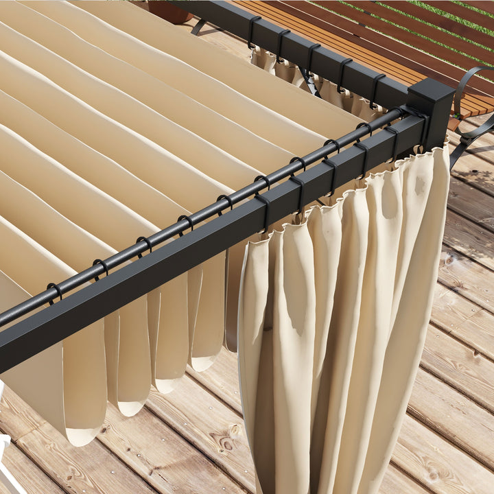 Pérgola de Jardim 3x3 m Pérgola para Exterior com Teto e Paredes Laterais Retráteis Estrutura Metálica Impermeável para Terraço Pátio Bege