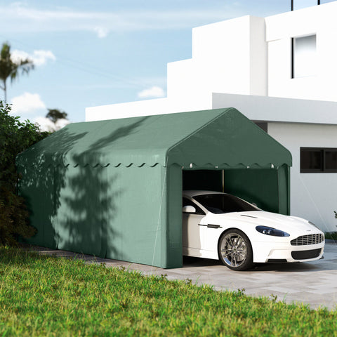 Tenda Garagem 6x3 m Tenda de Exterior para Carro Impermeável Garagem Portátil Anti-UV com Paredes Laterais Desmontáveis e 2 Portas com Fecho de Correr Verde