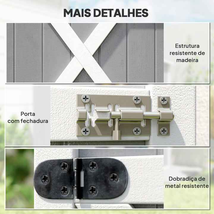 Armário de Jardim de Madeira 75x56x115cm Armário de Jardim para Ferramentas com 3 Prateleiras Interiores Porta com Trava e Teto Asfáltico Cinza