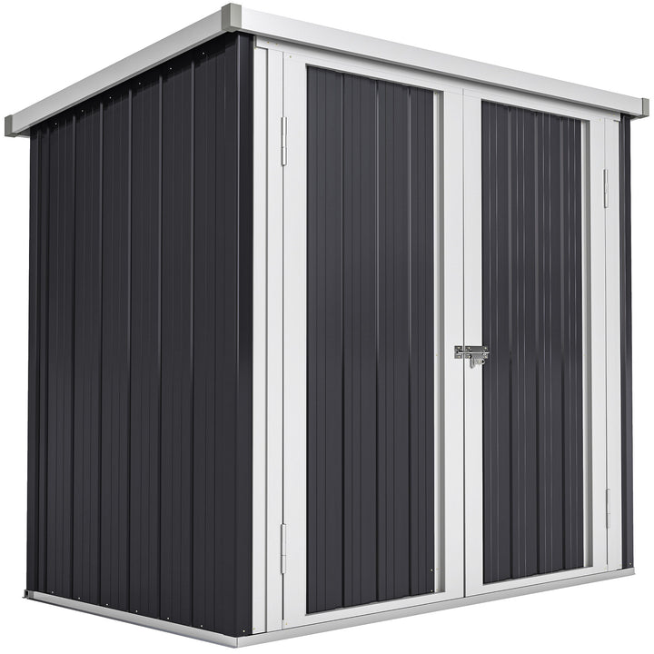Abrigo de Jardim 1,26 m² 147x86x134 cm Abrigo de Exterior de Aço Galvanizado com 2 Portas para Armazenamento de Ferramentas Preto