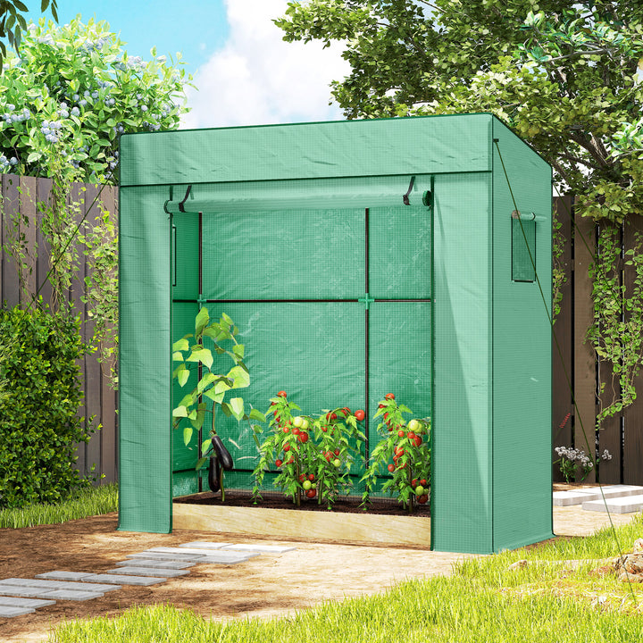 Estufa Pequena Estufa de Exterior com Janelas de Malha e Porta com Fecho de Correr Estufa para Cultivar Plantas e Flores 196x77x197 cm Verde