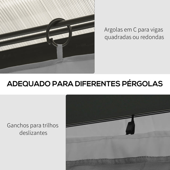 4 Paredes Laterais para Tenda 352x205 cm Laterais para Tenda Universal com Ganchos e Argola em C para Tenda de Jardim Terraço Cinza Claro