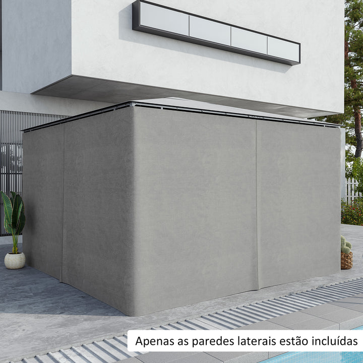 4 Paredes Laterais para Tenda 352x205 cm Laterais para Tenda Universal com Ganchos e Argola em C para Tenda de Jardim Terraço Cinza Claro