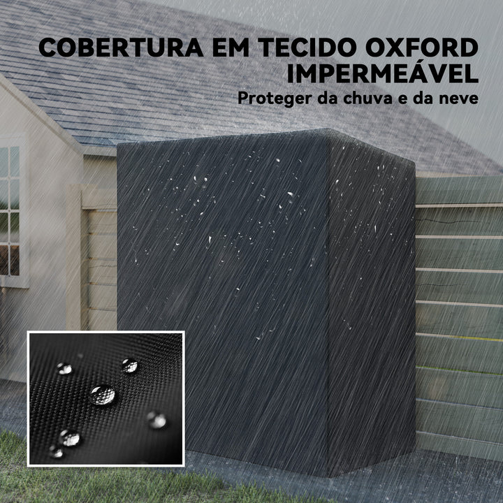 Suporte Metálico para Lenha 140x70x154 cm Suporte para Lenha de Exterior com Capa Impermeável 600D Oxford Estrutura de Aço Capacidade de 300 kg para Jardim Preto