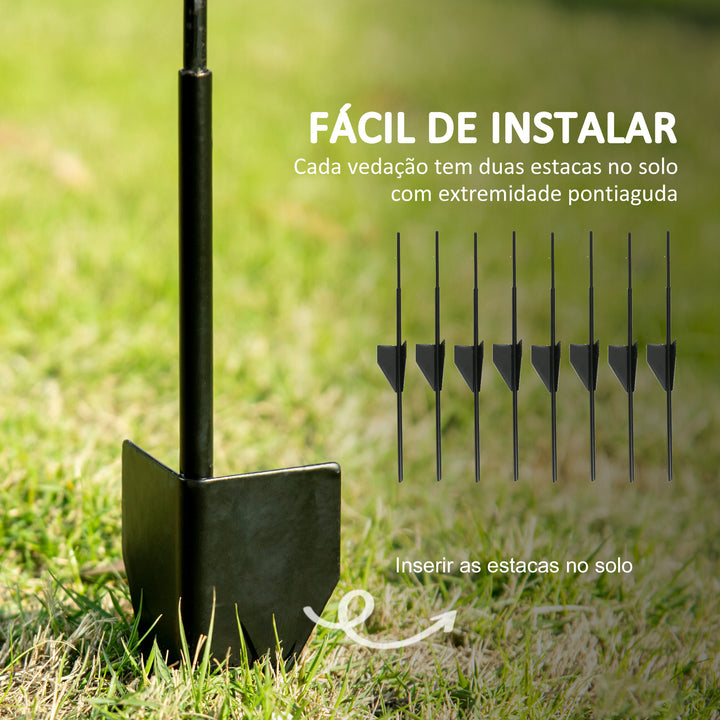 Cercas de Jardim de 4 Painéis 88x110 cm Cercas de Jardim Metálicas Cercas Decorativas com Ângulo Ajustável para Pátio Exterior Preto