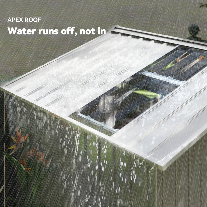 Abrigo de Jardim 2,42 m 213x130x185 cm Abrigo de Jardim Metálico de Exterior para Armazenamento de Ferramentas com 2 Portas Deslizantes e 4 Janelas para Terraço Cinza Claro