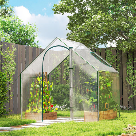 Estufa Pequena, Estufa de Exterior com Janela e Porta com Fecho Estrutura de Aço Cobertura de Plástico Impermeável Anti-UV para Cultivar Plantas 180x100x168 cm Transparente
