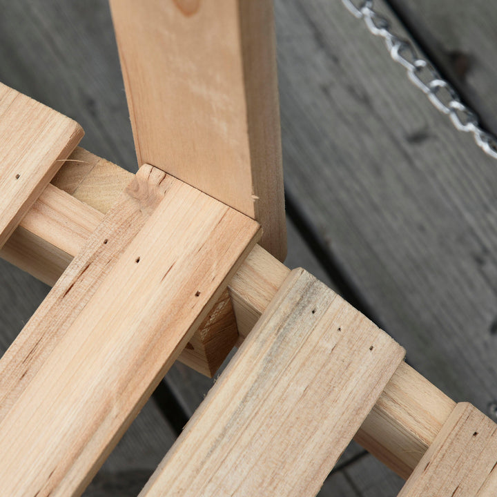 Ponte de Jardim de Madeira com Corrimãos de Correntes Metálicas Ponte Decorativa para Lagoa Carga 5 kg para Decoração Pátio 100x32x48 cm Madeira