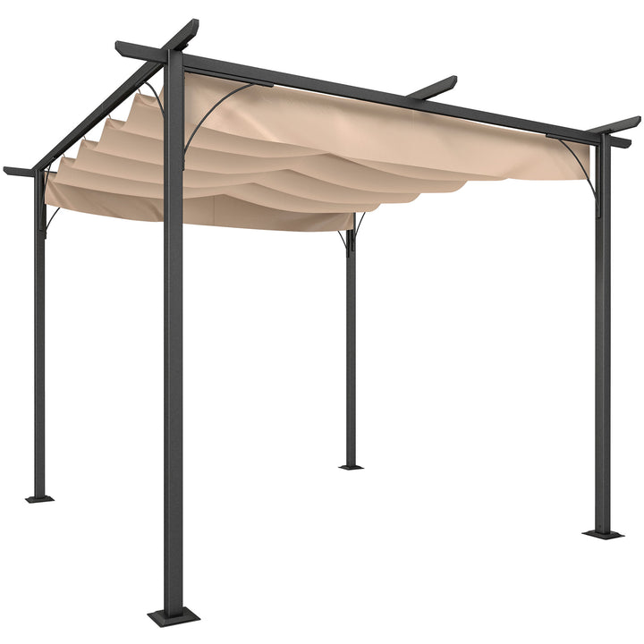 Gazebo com telhado retrátil Pergola para jardim com terraço ou pátio Gazebo com Tecido de Poliéster Resistente à Água e UV 3x3m