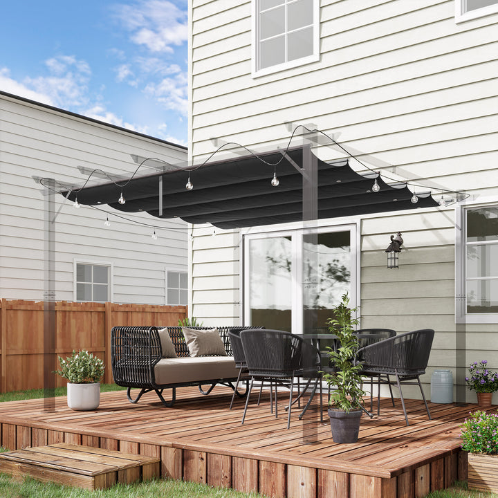 Cobertura para Pérgola 2,5x2,55 m Teto de Substituição Retrátil para Pérgola com 10 Orifícios de Drenagem Cinza Escuro