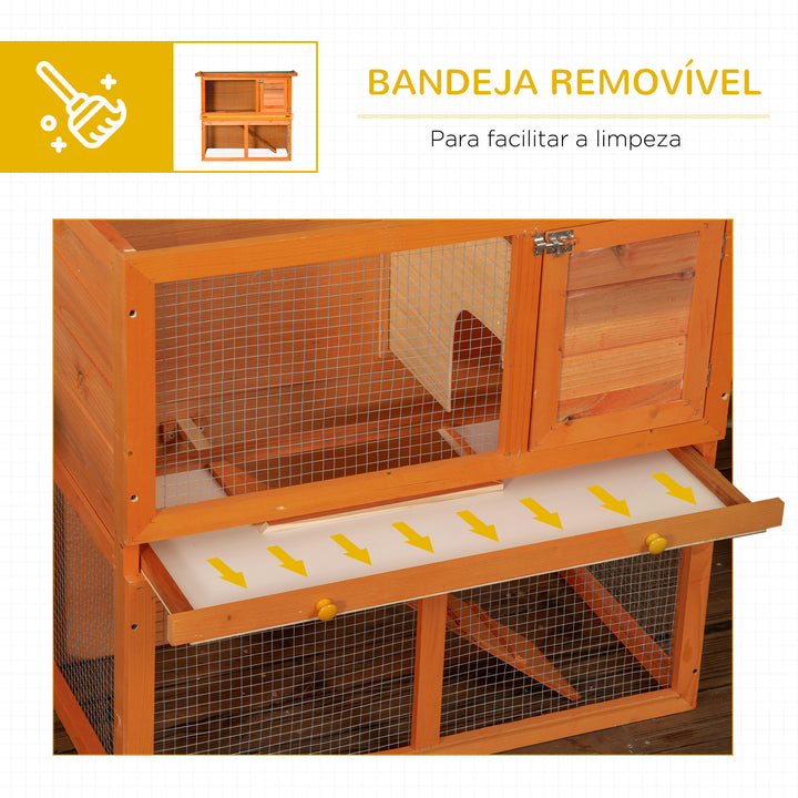 Coelheira de Madeira para pequenos animais de estimação fácil de limpar e montar Amarelo e verde 90x45x80 cm