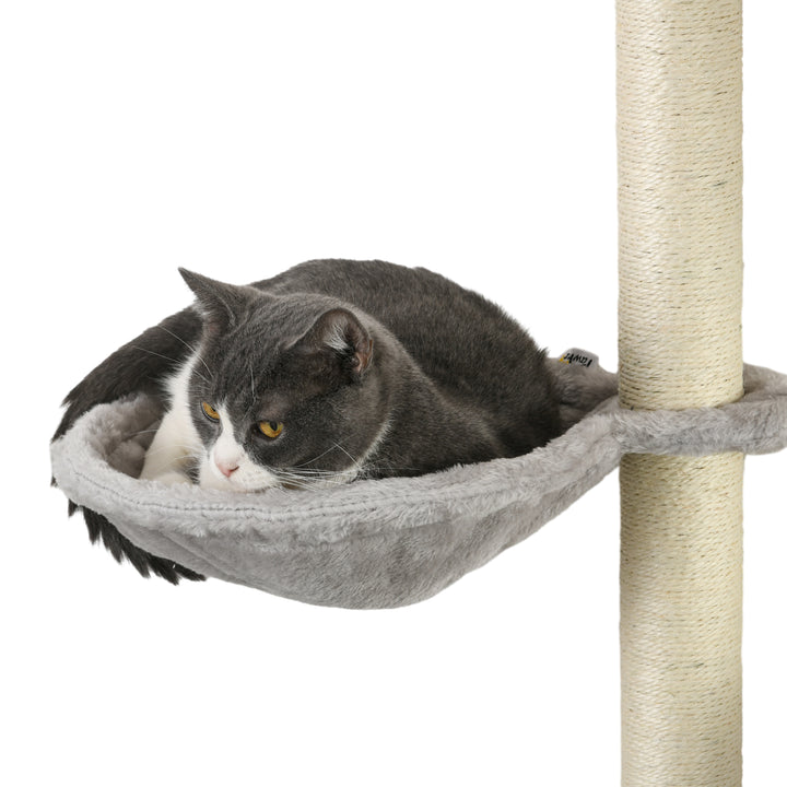 Conjunto de Prateleiras para Gatos de 4 Peças Arranhador de Parede para Gatos com Rede Postes Arranhadores Escada Suave e Plataformas Cinza