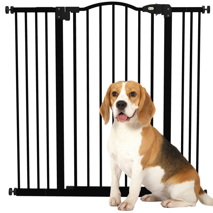 Barreira de Segurança para Cães Barreira com Largura Ajustável 74-100 cm Barreira para Cães com Extensões para Escadas e Portas Preto