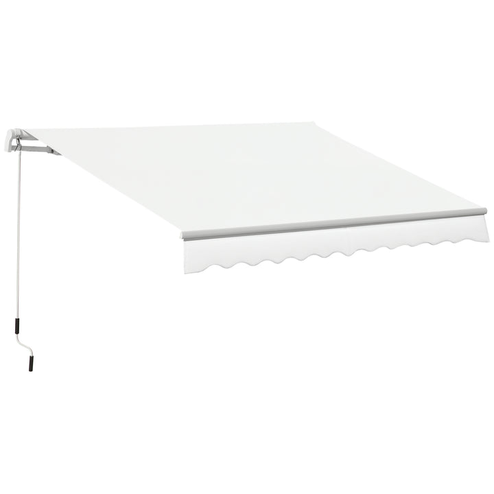 Toldo Manual 3,5x2,5 m de Alumínio Toldo de Varanda Pátio com Manivela Resistente a Água Proteção Solar UV para Jardim Exterior Branco
