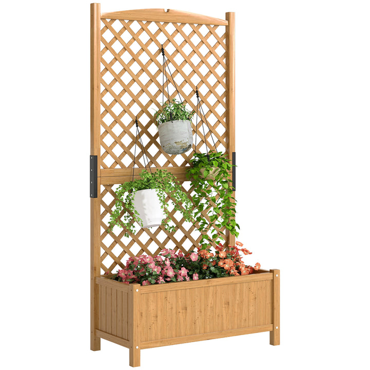 Floreira de Jardim com Treliça Caixa de Plantio com Suporte para Plantas Trepadeiras para Cultivo de Plantas Flores para Pátio Terraço Varanda 90x45x180cm Madeira