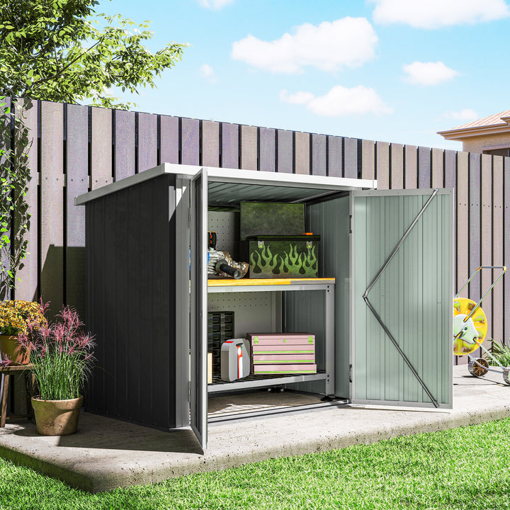 Abrigo de Jardim 1,26 m² 147x86x134 cm Abrigo de Exterior de Aço Galvanizado com 2 Portas para Armazenamento de Ferramentas Preto
