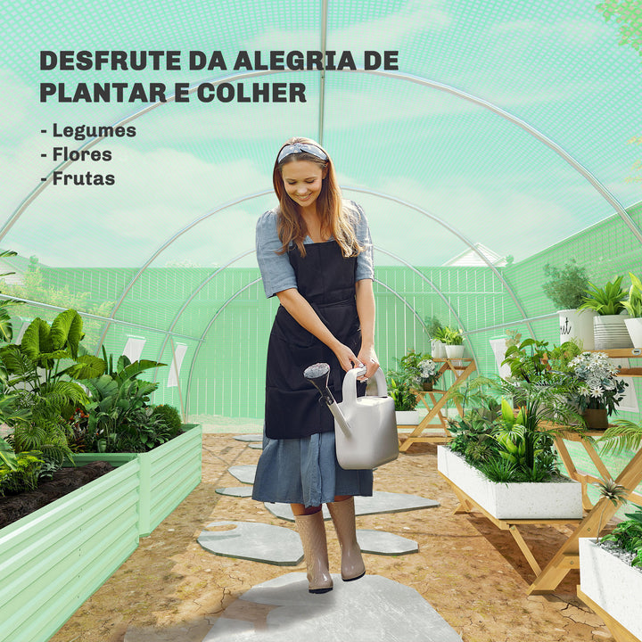 Estufa Tipo Túnel 6x3x2 m Estufa de Exterior com Paredes Laterais Enroláveis 8 Janelas de Malha e Porta Enrolável com Fecho de Correr para Jardim Pátio Verde
