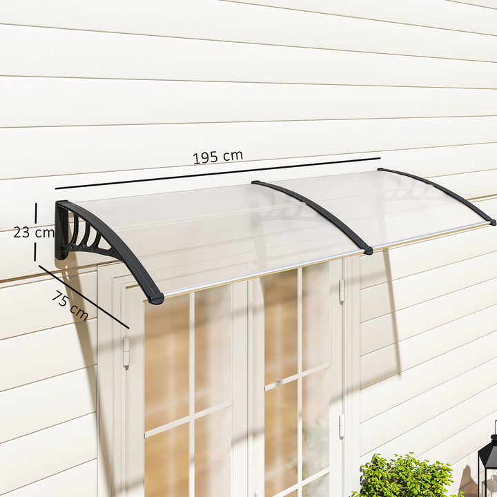 Marquise para Portas e Janelas 195x80cm Marquise com Proteção para Sol e Chuva com Painéis de Policarbonato Transparente
