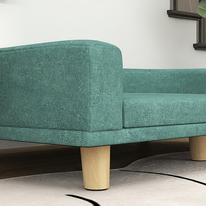 Sofá para Cães Cama Elevada para Cães Estofada com Almofada Lavável e Pés de Madeira de Pinho Carga Máxima 40 kg 98x67x25 cm Verde