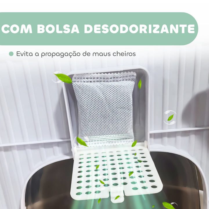 Caixa de Areia para Gatos Fechada Caixa de Areia para Gatos com Entrada Frontal Saída Superior Tampa Amovível Bandeja e Pá 40,5x52,5x42,5 cm Verde