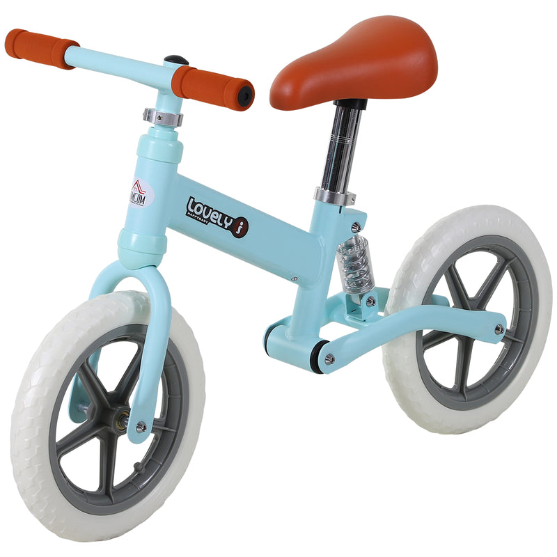 Bicicleta sem Pedais para Crianças entre 2-5 Anos Bicicleta de Equilíbrio com Assento Ajustável Rodas Antiderrapantes Carga Máxima 25kg 85x36x54cm Azul