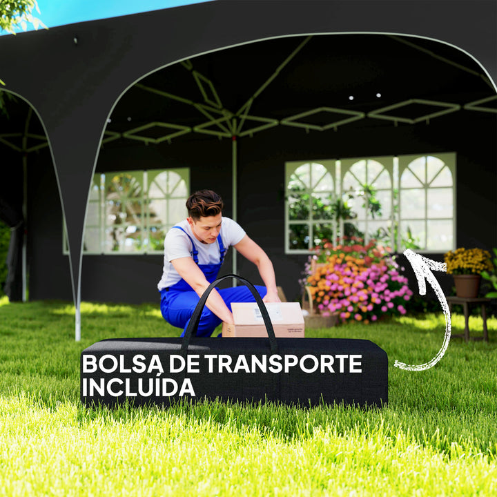 Tenda Dobrável tenda 3x6 m com Painéis Laterais UPF50+ Tenda de Jardim com Altura Ajustável e Bolsa de Transporte para Campismo Festas Pátio Cinza Escuro