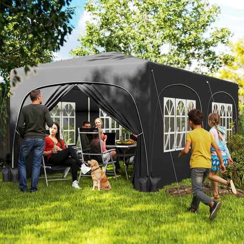 Tenda Dobrável tenda 3x6 m com Painéis Laterais UPF50+ Tenda de Jardim com Altura Ajustável e Bolsa de Transporte para Campismo Festas Pátio Cinza Escuro