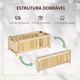 Floreira de Madeira Dobrável Horta para Jardim com 4 Pés para Cultivos de Verduras Flores Pátio Varanda Exterior 70x30x25 cm Madeira