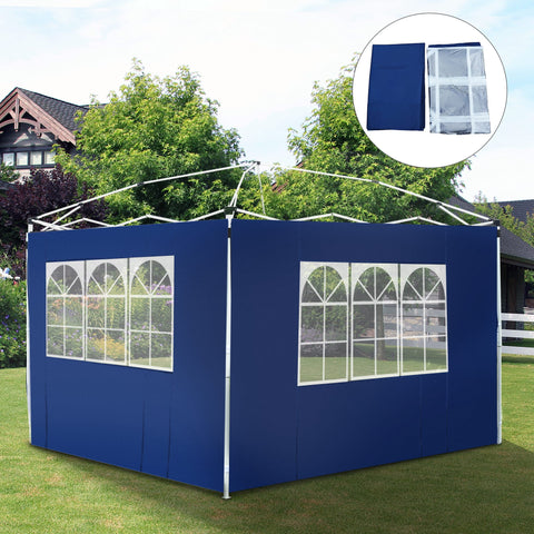 2 Paredes Laterais para Tenda 3x2 m Parede Lateral de Tecido Oxford com 2 Janelas Apto para tendas 3x3 m e 3x6 m Azul