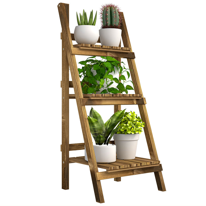 Suporte para Plantas de 3 Níveis Prateleira para Plantas Dobrável Suporte para Vasos de Madeira para Interior e Exterior 40x37x93 cm Madeira