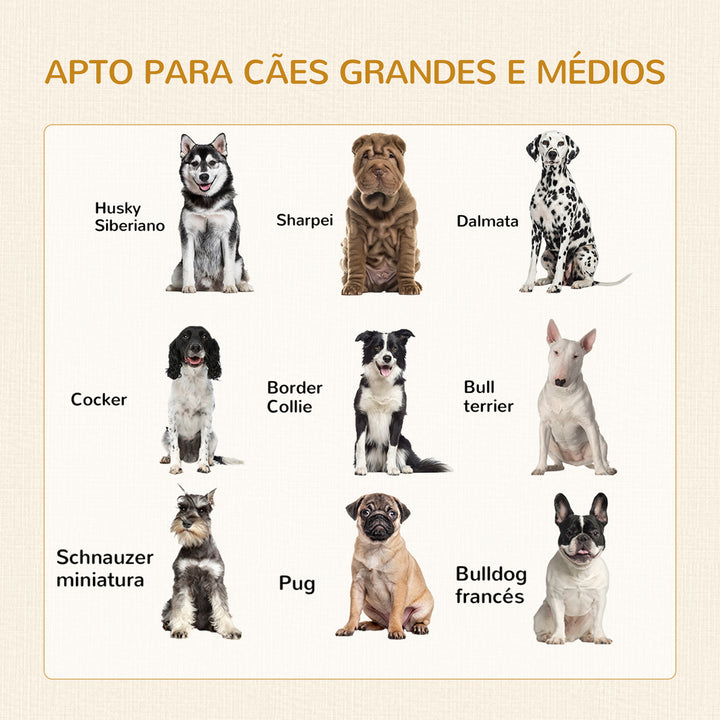 Gaiola para Cães de Madeira Mesa de Centro 94x60x71,5cm Móvel com 2 Portas com Fechadura Almofada de Tecido Oxford e Grades de Aço Madeira