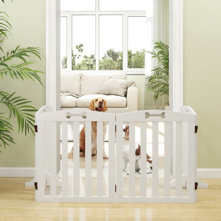 Barreira de Segurança para Cães Pequenos e Médios Barreira de Segurança Dobrável para Animais de Estimação 207,5 cm com Pés Amovíveis para Escada Corredor Branco